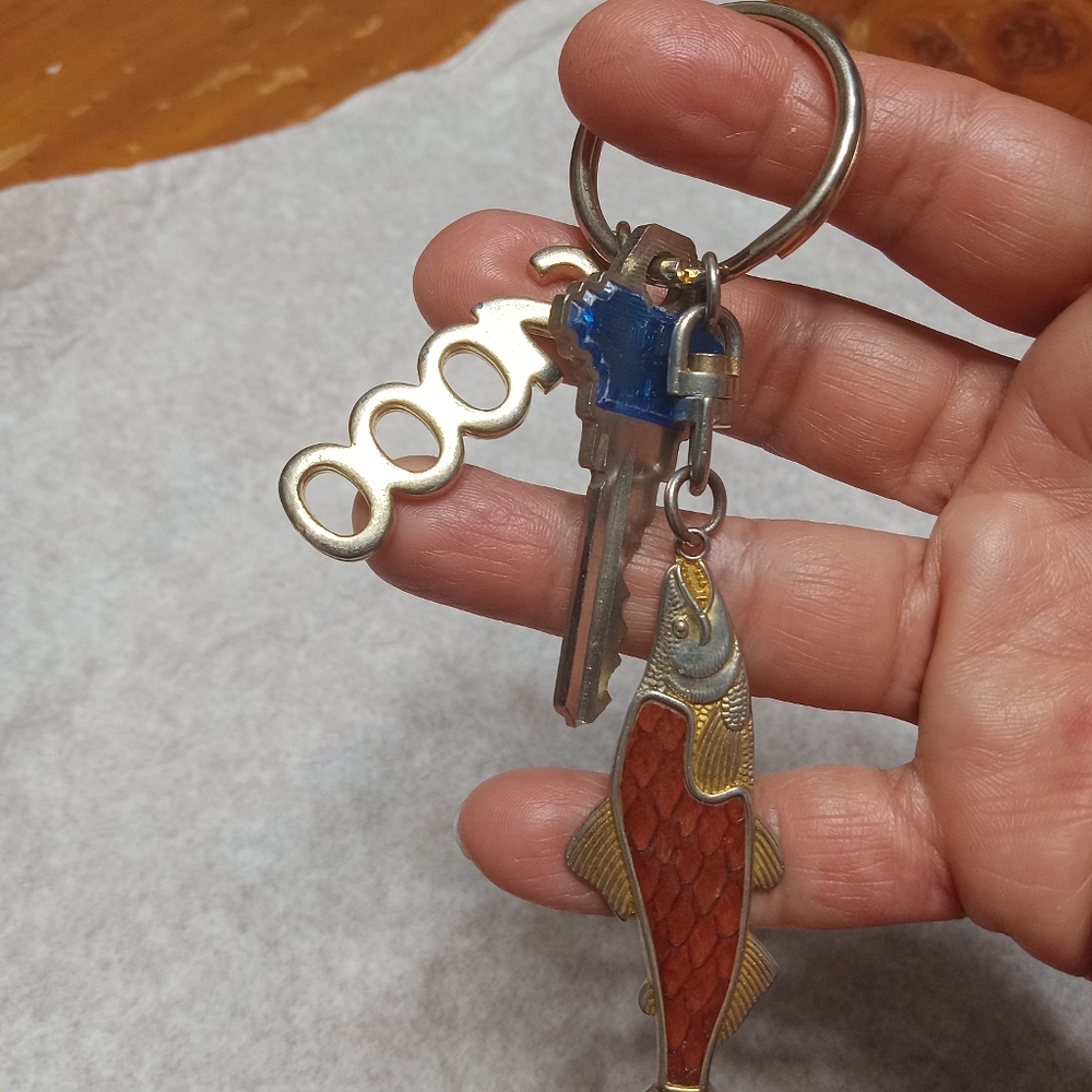 Gold and Red Fish Keychain